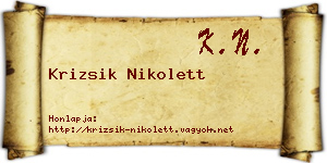 Krizsik Nikolett névjegykártya